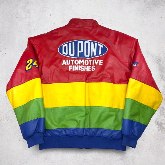 Vintage Chase Jeff Gordon #24 DuPont Rainbow Leather NASCAR Jacket L Winston Cup - Picture 2 of 15